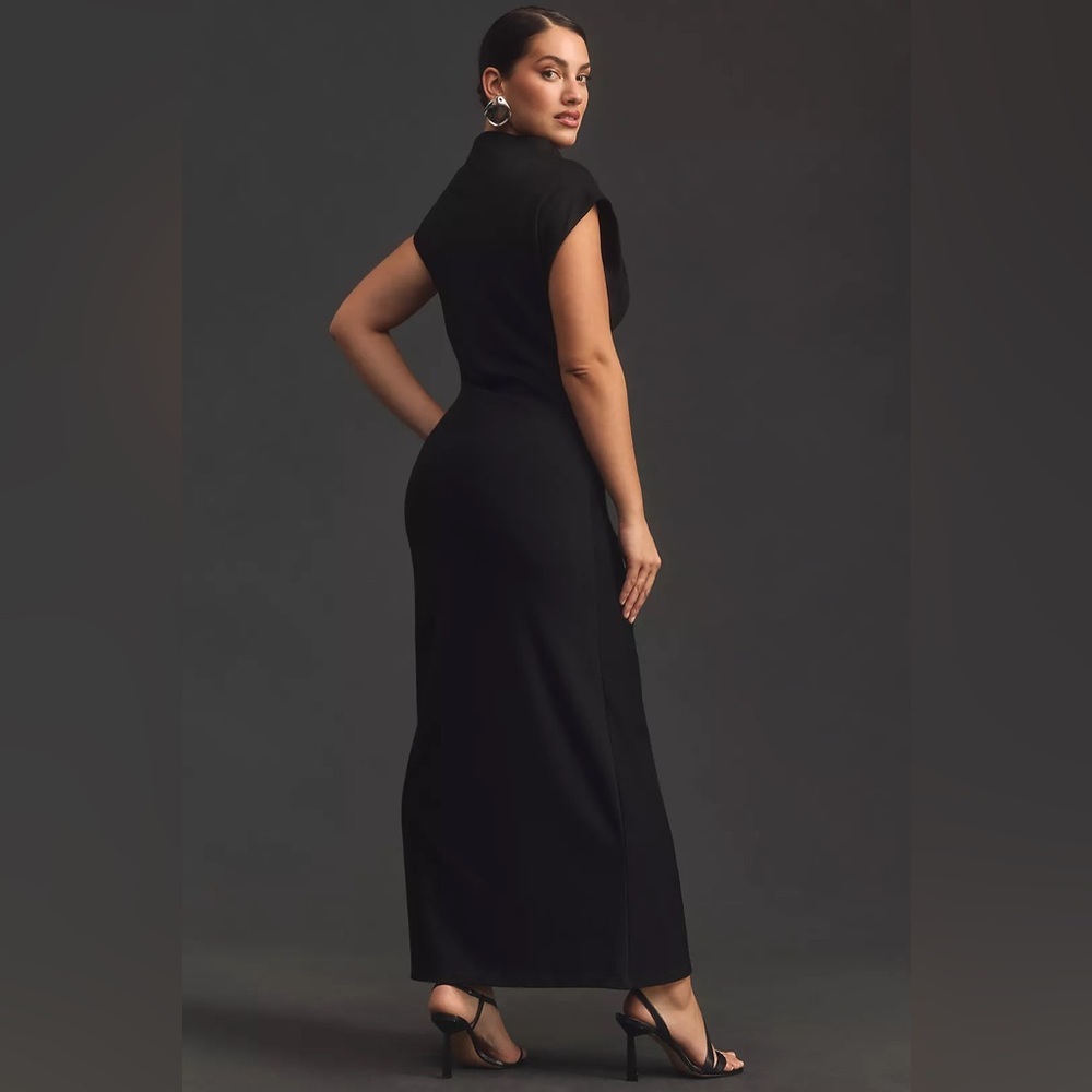 NEW! Anthropologie The Maya Ruched Cowl-Neck Dress in Black - Size XS 🎡 - Picture 7 of 10